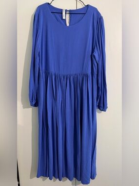 Emma Knudsen Long Sleeve Royal Blue Maxi Dress Viscose/ Linen blend - XL